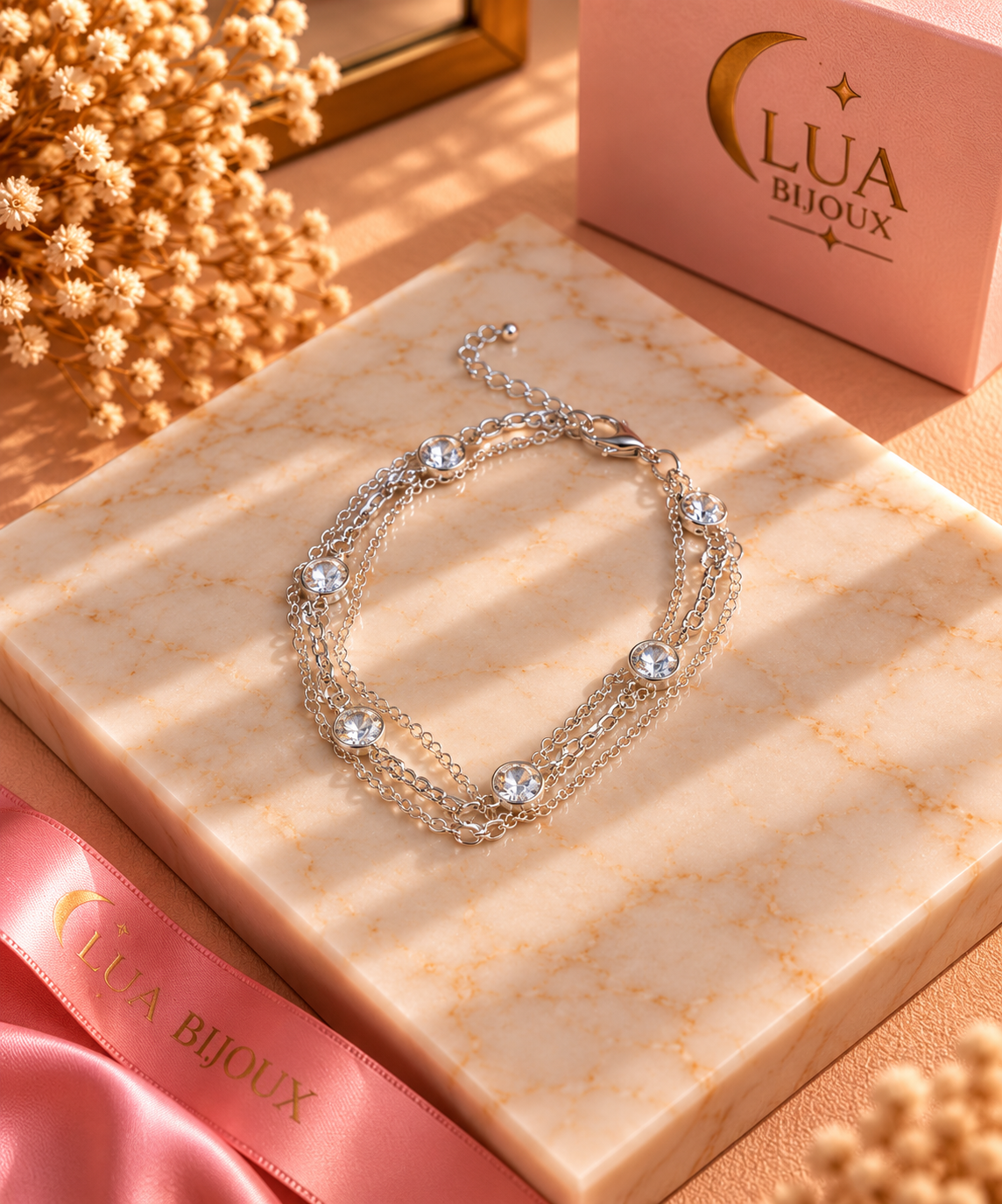 Pulseira prateada ponto de luz