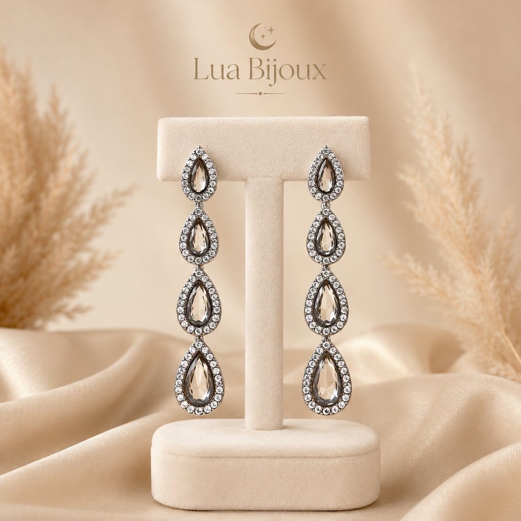Brinco festa longo com strass