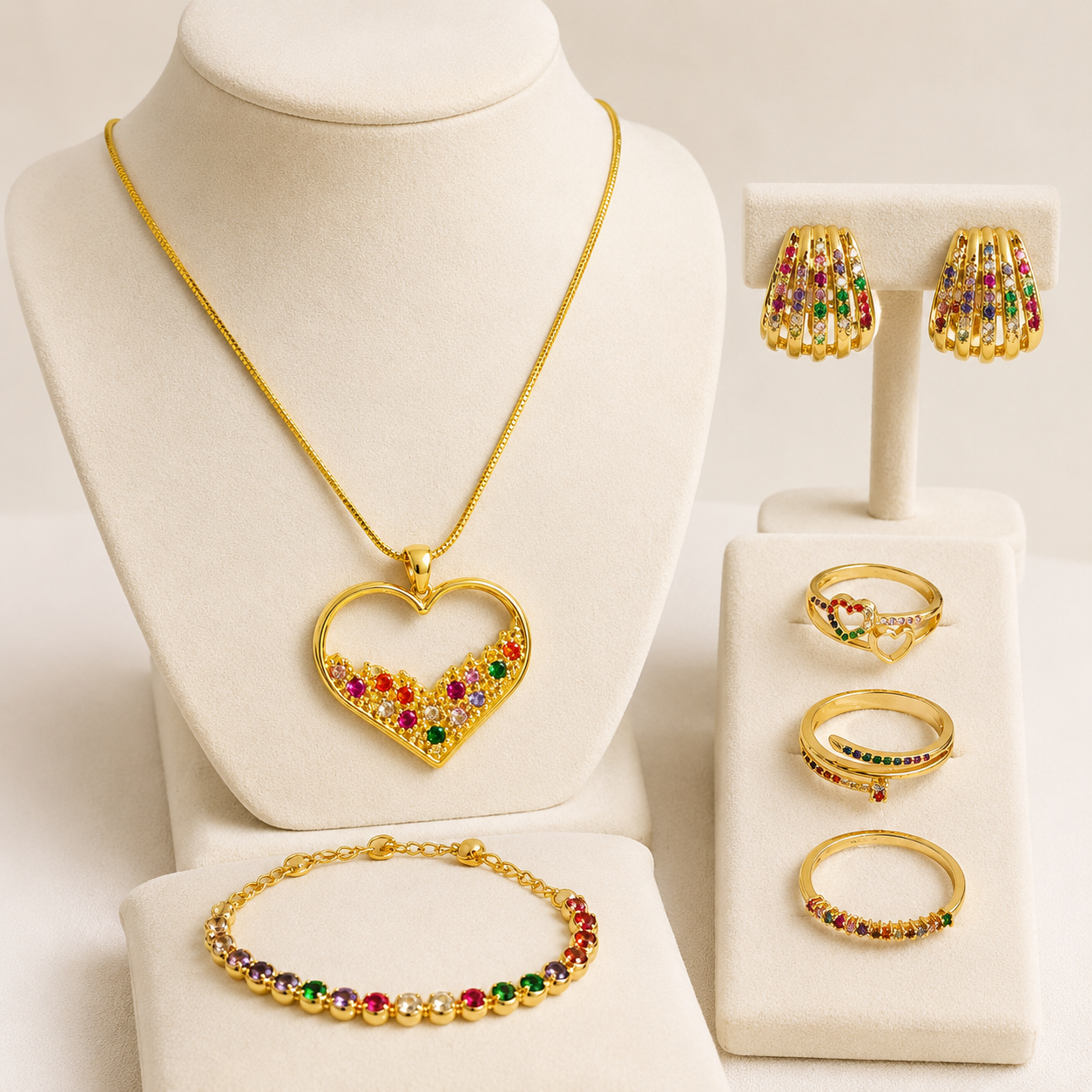 Conjunto com Strass Coloridos