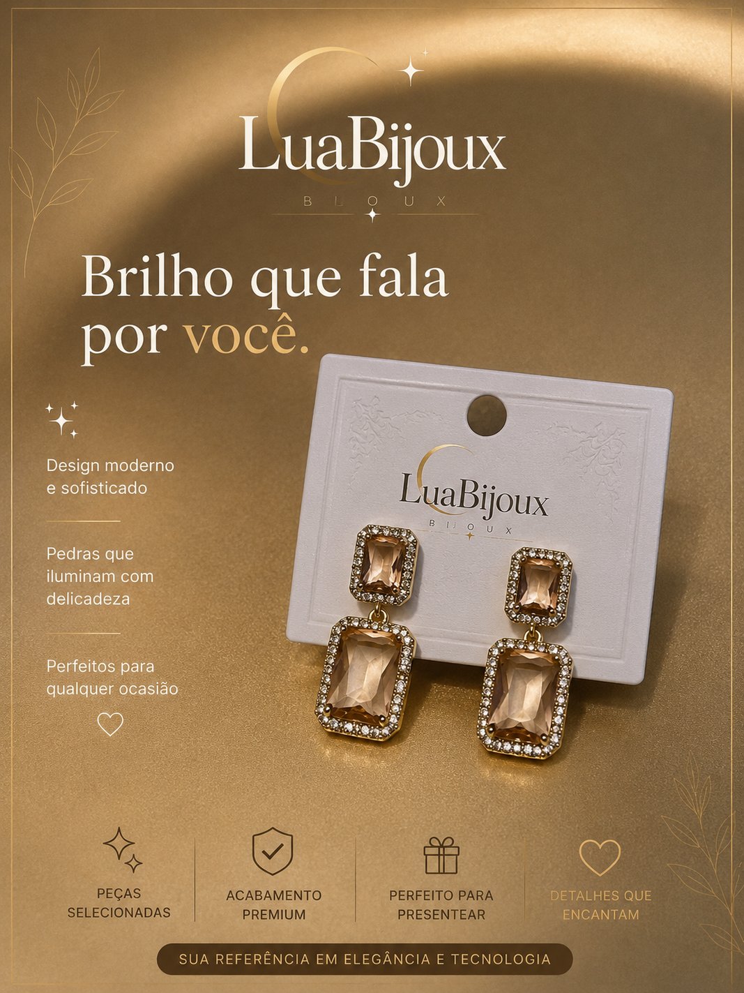 Brinco festa curto dourado