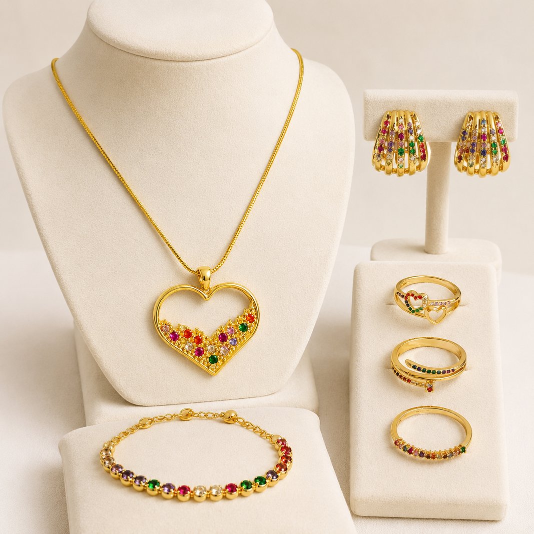 Conjunto com Strass Coloridos