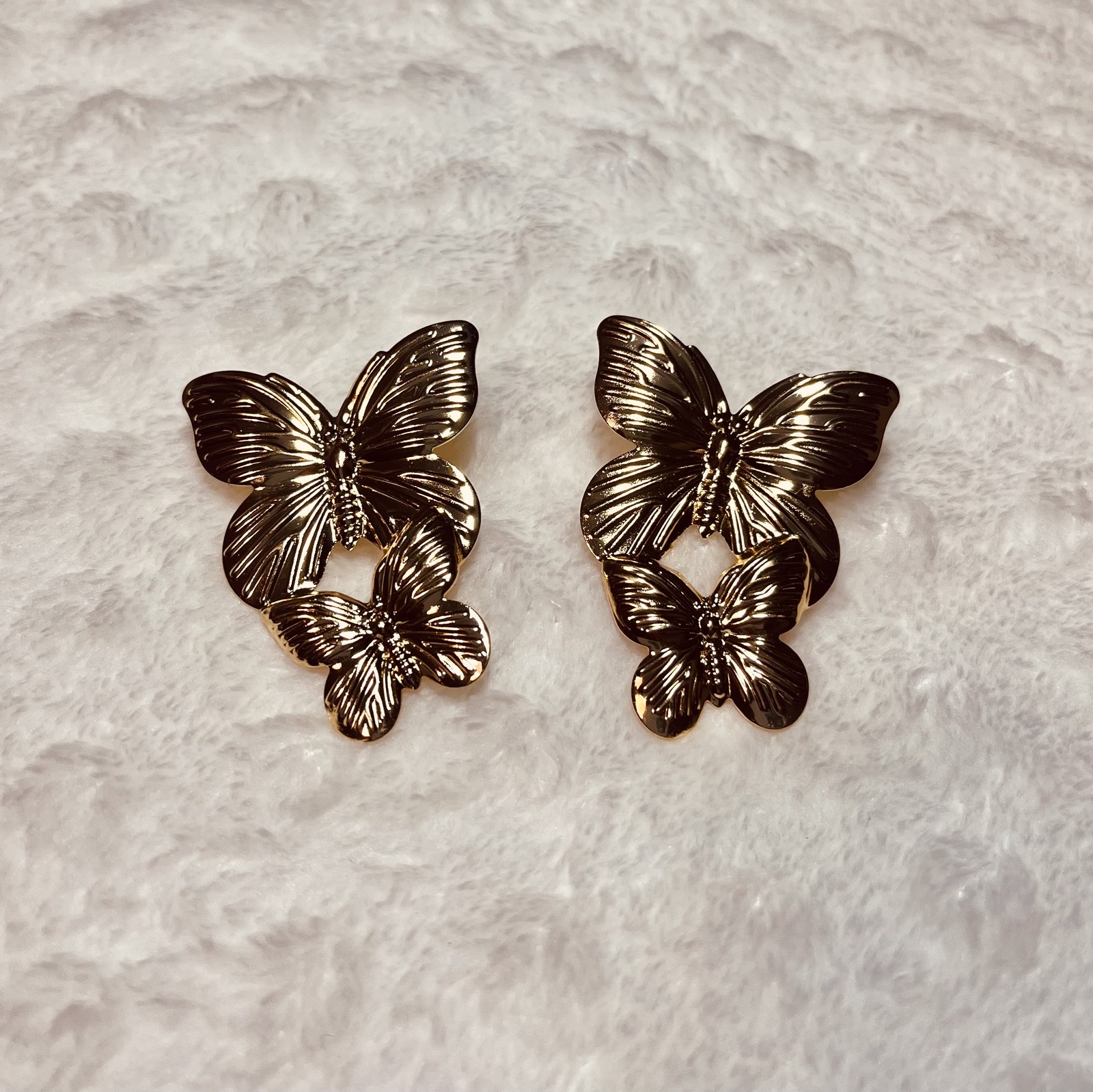 Brinco Borboleta Duplo Dourado